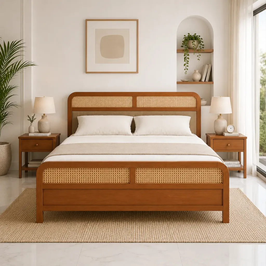 Double Bed - Algols (NT01 - Natural, No Storage, King Size  78" x 72", NR/Bailey [ Bailey 701 ])