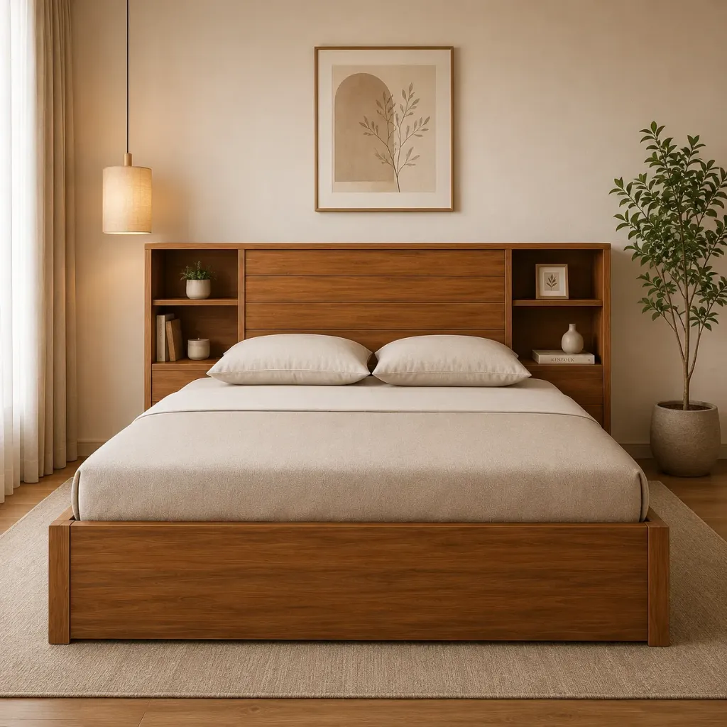 Double Bed - Smileyene (NT01 - Natural, No Storage, King Size  78" x 72")
