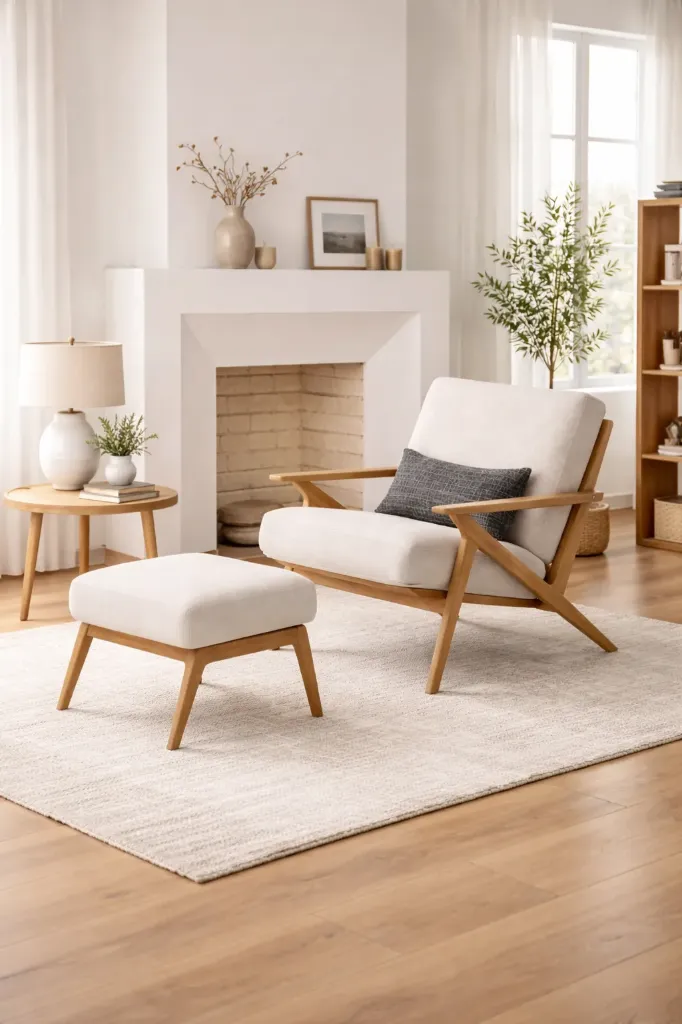 Lounge Chair with Stool(Teak)- RELAX (NT01 - Natural, NR/Bailey [ Bailey 701 ])