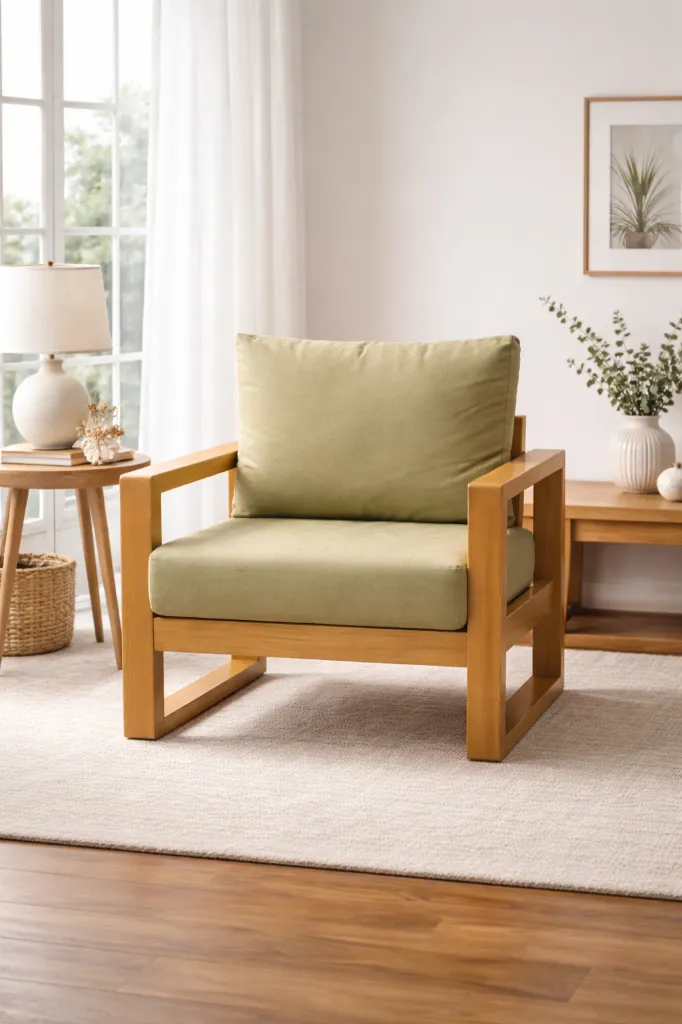 Arm Chair Teak - PEACE (NT01 - Natural, NR/Brisbane [ Brisbane 701 ])