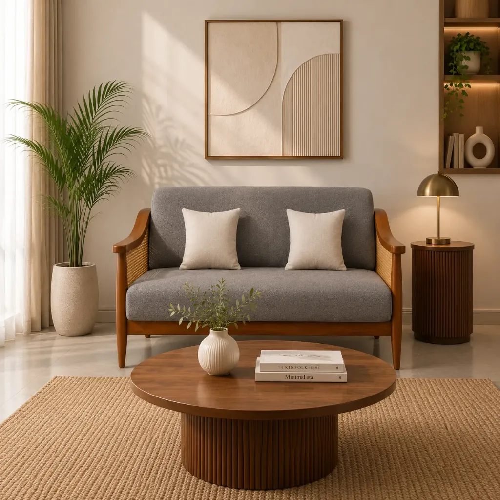 Two Seater Sofa - Felizmo (NT01 - Natural, NR/Bailey [ Bailey 701 ])
