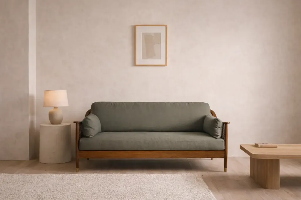 Two Seater Sofa -FELIZMO (NT01 - Natural, NR/Bailey [ Bailey 701 ])