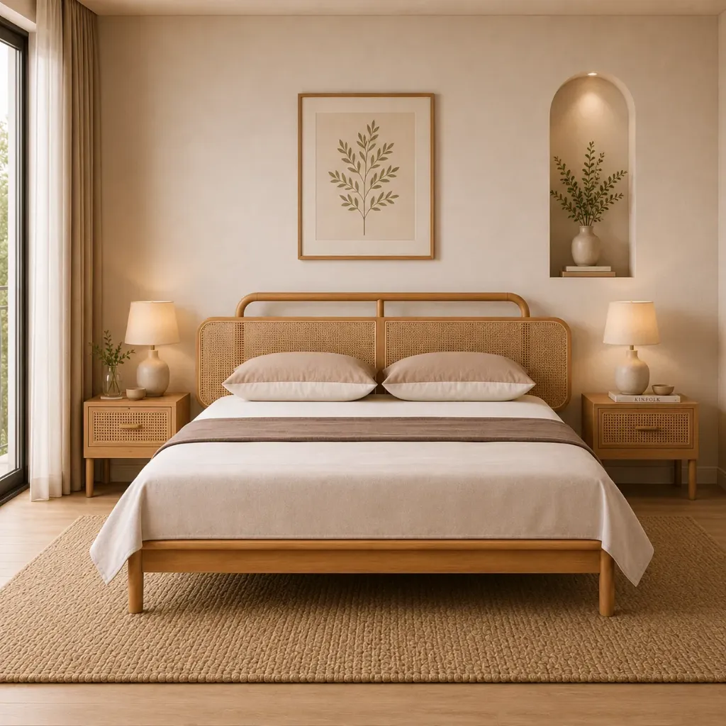 Double Bed - Merriloom (NT01 - Natural, No Storage, King Size  78" x 72")