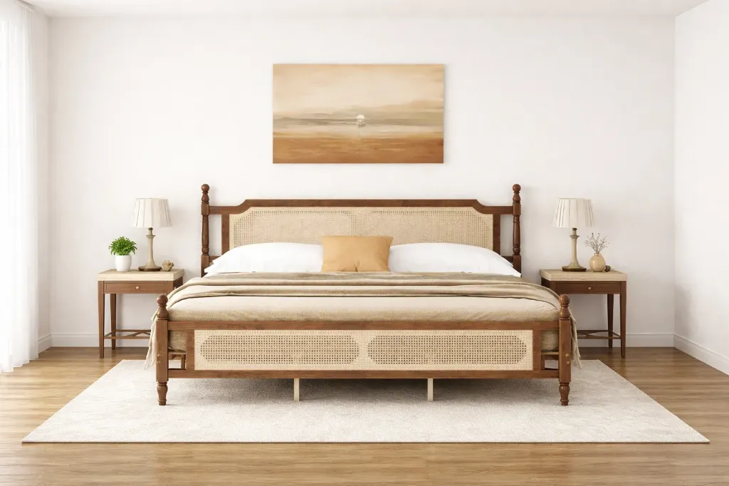 Double Bed - HAVENLY (NT01 - Natural, No Storage, King Size  78" x 72")