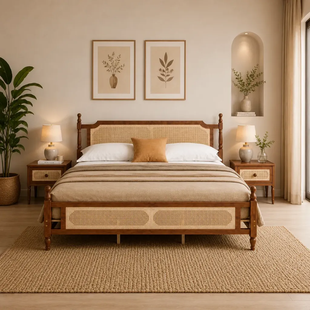 Double Bed - Havenly (NT01 - Natural, No Storage, King Size  78" x 72")