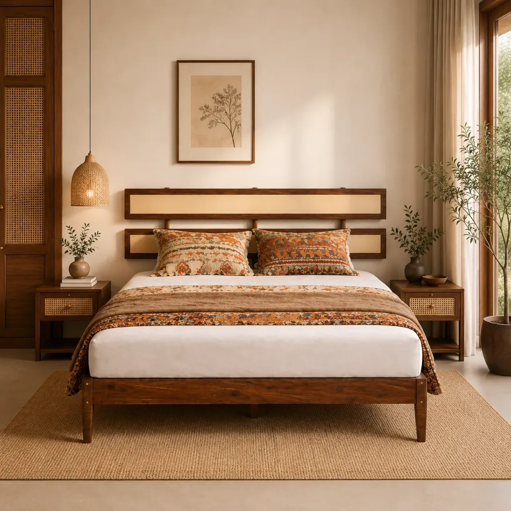 Double Bed - Smilira (NT01 - Natural, No Storage, King Size  78" x 72")