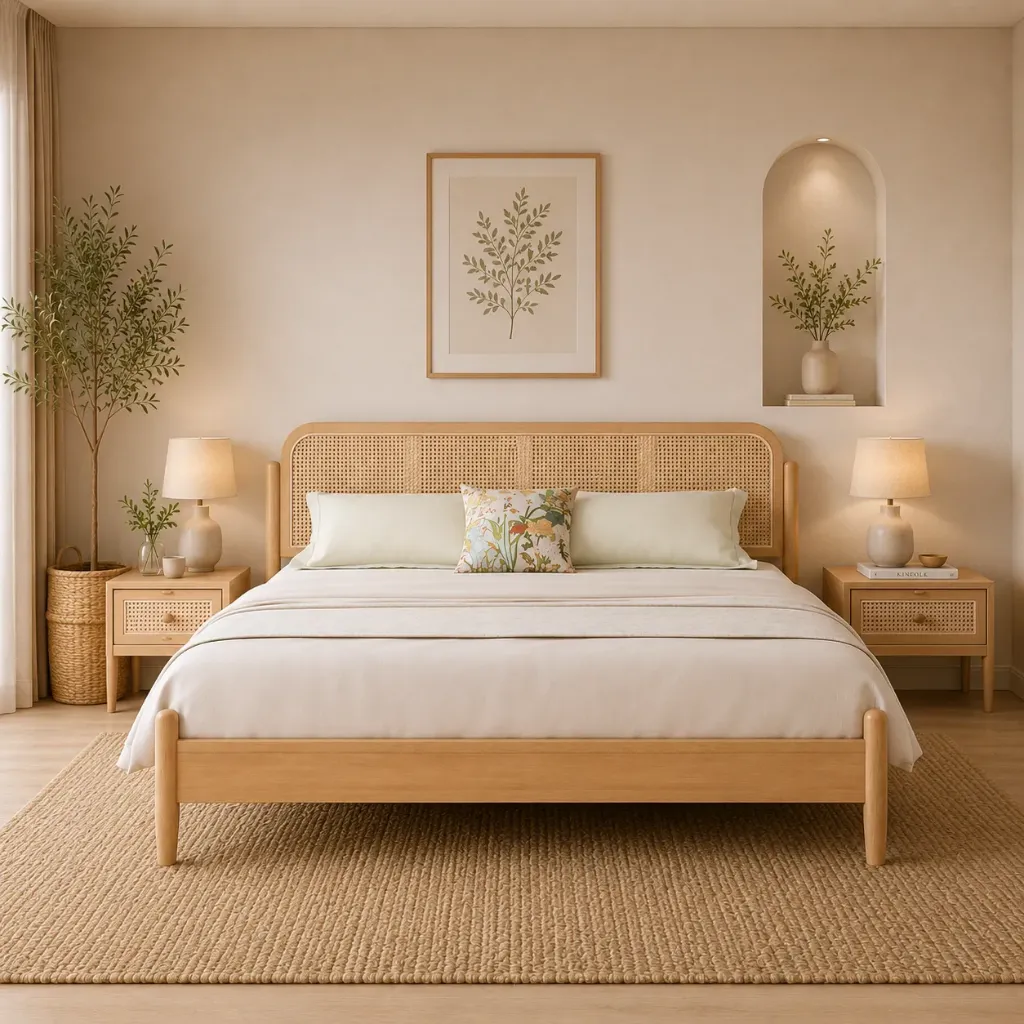 Double Bed - Serenwood (NT01 - Natural, No Storage, King Size  78" x 72")