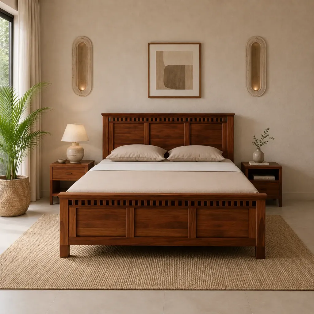 Double Bed - Kube (NT01 - Natural, No Storage, King Size  78" x 72")