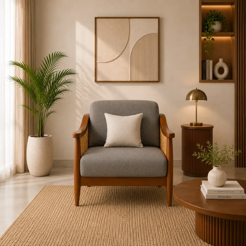 Single Seater Sofa - Felizmo (NT01 - Natural, NR/Bailey [ Bailey 701 ])