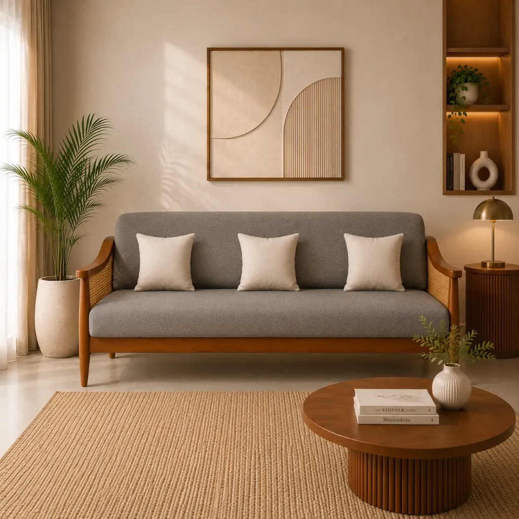 Three Seater Sofa - Felizmo (NT01 - Natural, NR/Bailey [ Bailey 701 ])