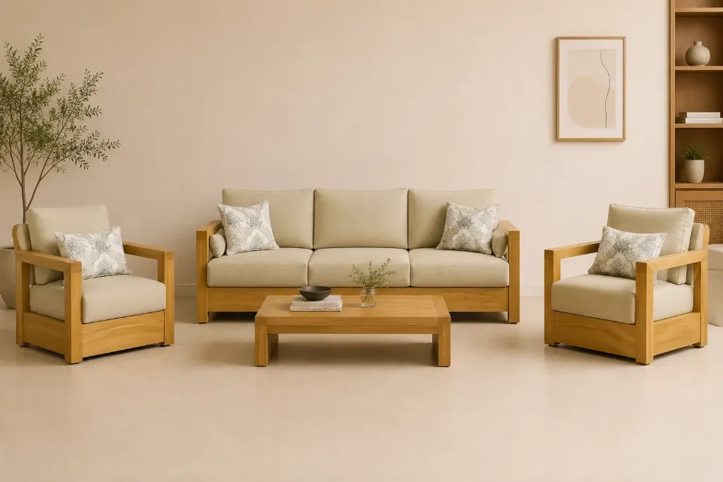 Sofa Set[3+1+1] - Smooth (NT01 - Natural, NR/Bailey [ Bailey 701 ])