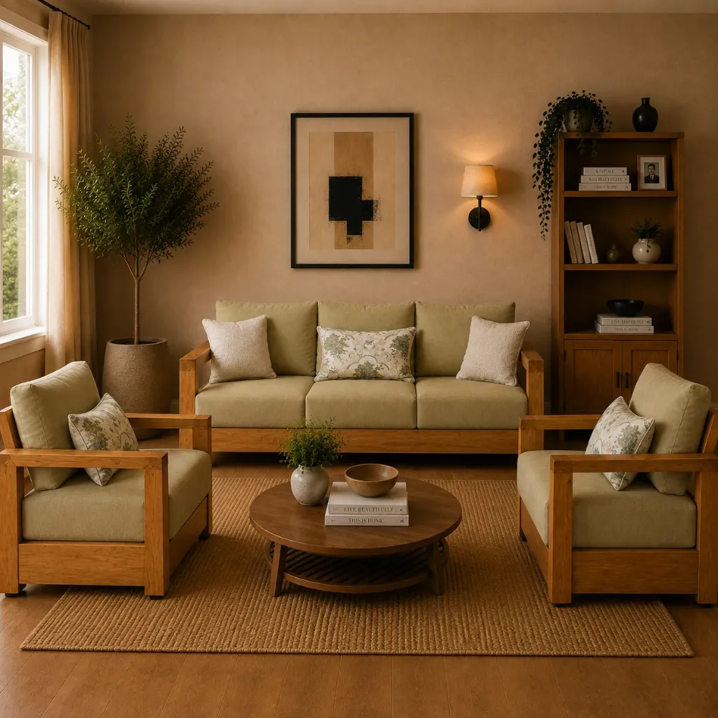 Sofa Set[3+1+1] - Smooth (NT01 - Natural, NR/Bailey [ Bailey 701 ])