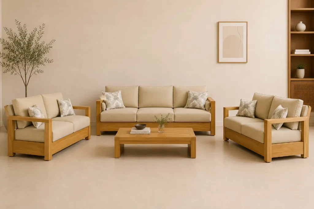 Sofa Set[3+2+2] - SMOOTH (NT01 - Natural, NR/Bailey [ Bailey 701 ])