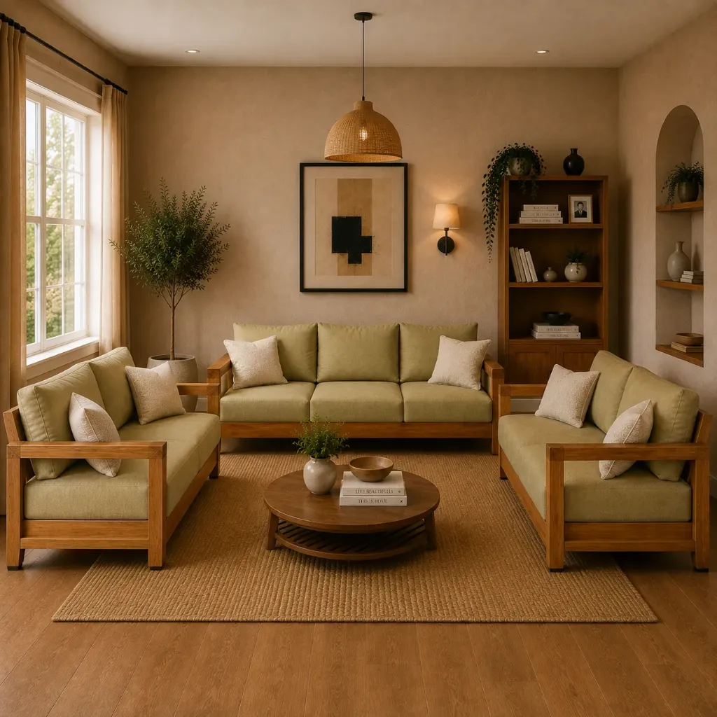 Sofa Set[3+2+2] - Smooth (NT01 - Natural, NR/Bailey [ Bailey 701 ])