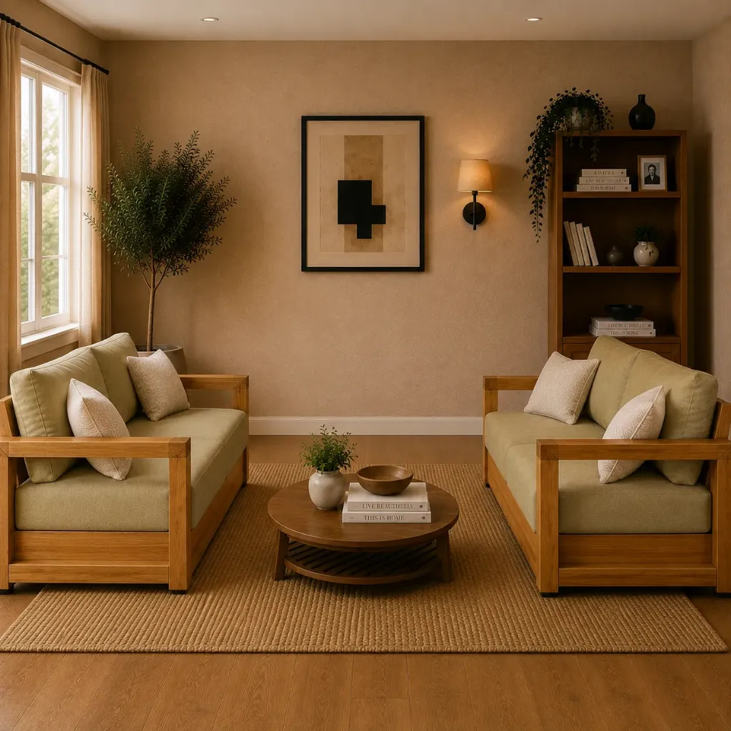 Sofa Set[2+2] - Smooth (NT01 - Natural, NR/Bailey [ Bailey 701 ])