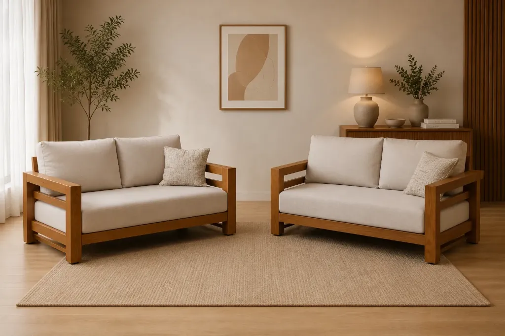 Sofa Set [2+2]- ELEGANT (NT01 - Natural, NR/Bailey [ Bailey 701 ])