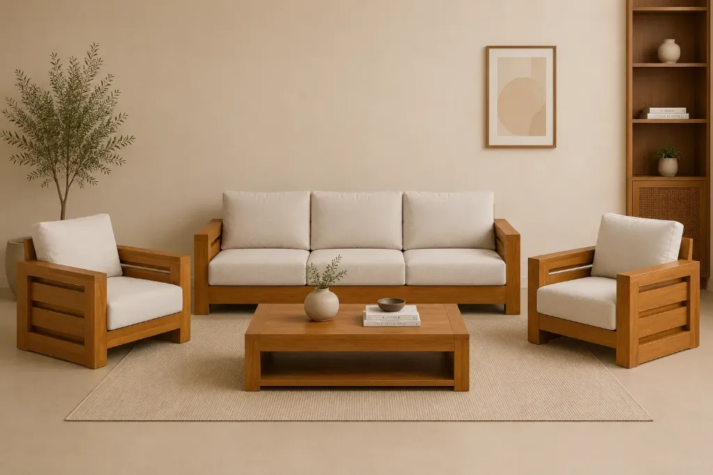 Sofa Set [3+1+1]- ELEGANT (NT01 - Natural, NR/Bailey [ Bailey 701 ])