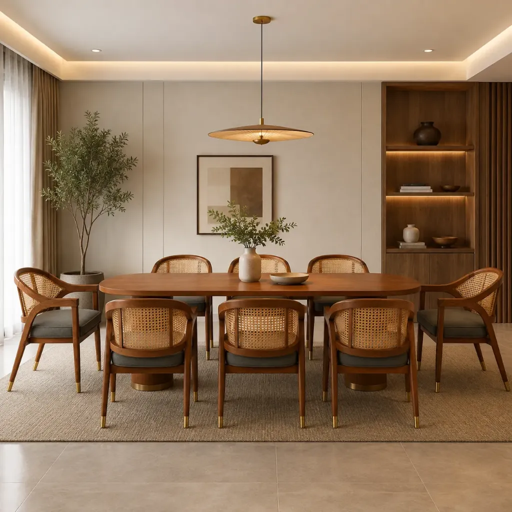 Dining Table(1+8) - Spotless (NT01 - Natural, NR/Bailey [ Bailey 701 ])