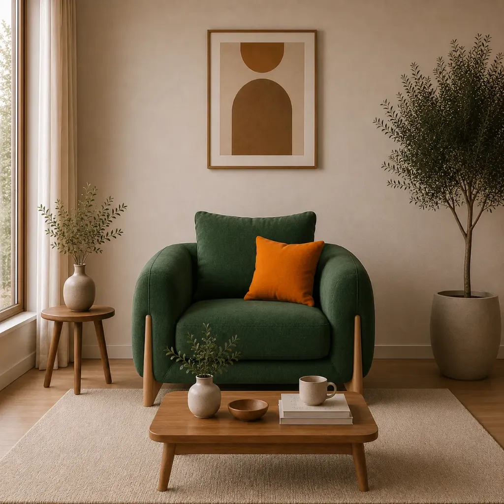 Single Seater Sofa - Grandeur (NT01 - Natural, NR/Bailey [ Bailey 701 ])