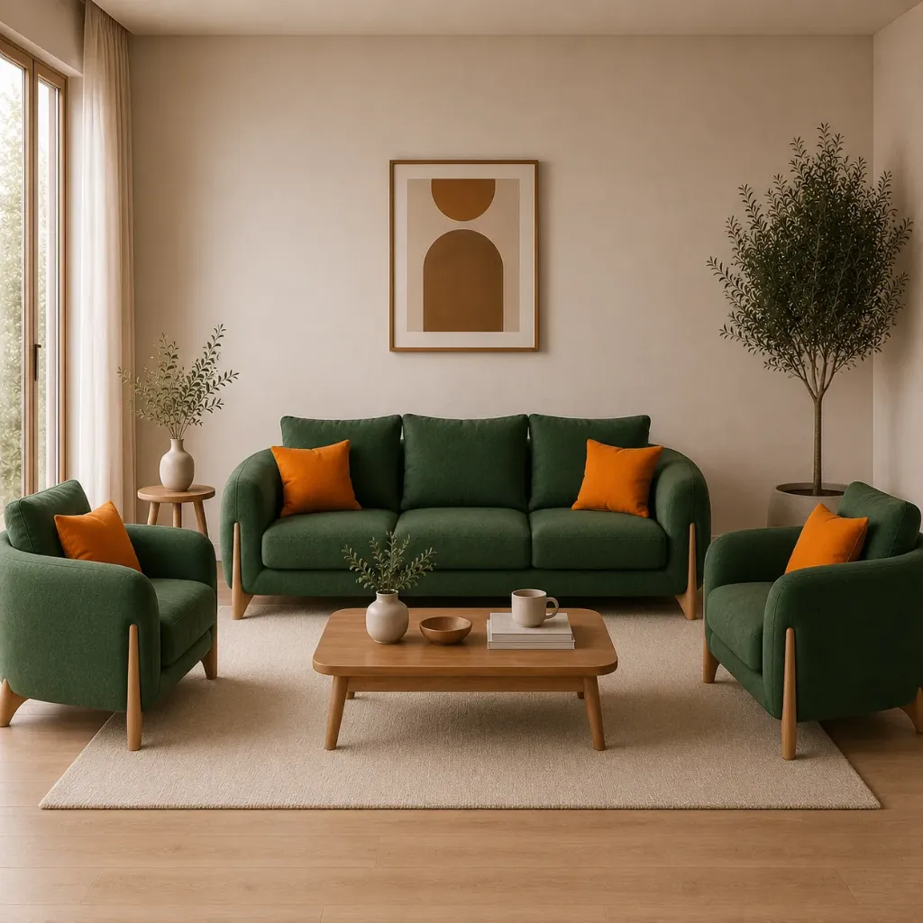 Sofa Set[3+1+1] - Grandeur (NT01 - Natural, NR/Bailey [ Bailey 701 ])
