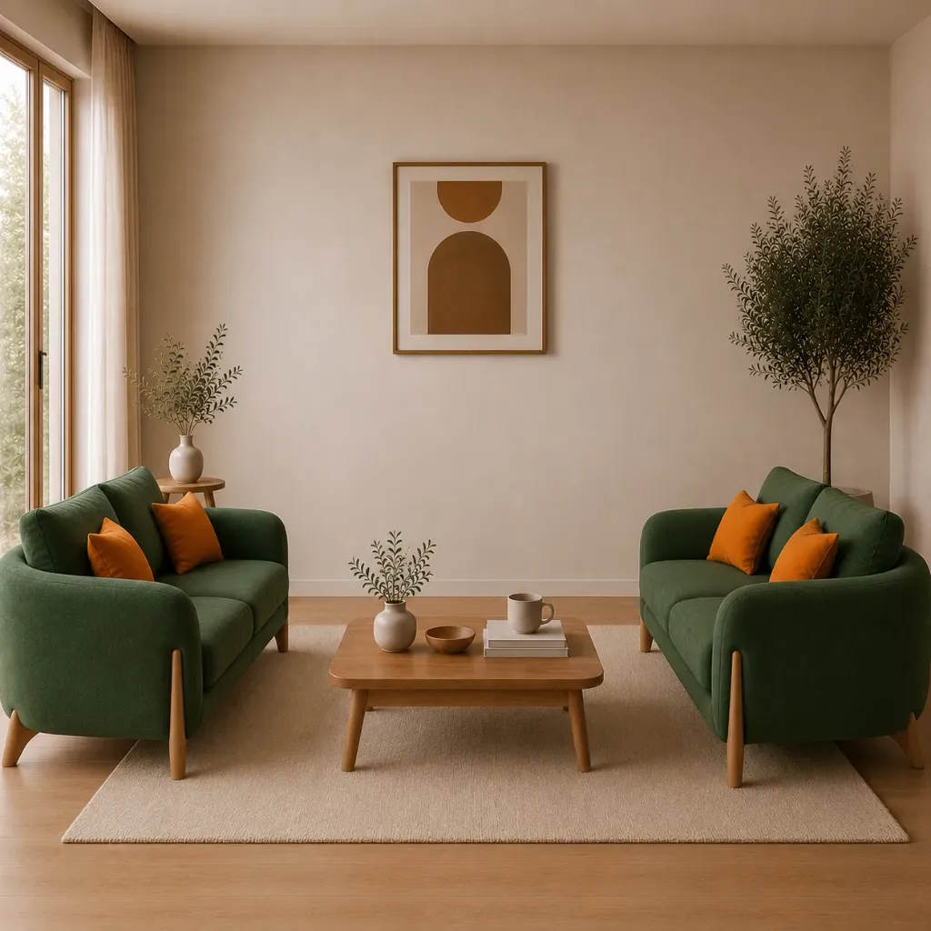 Sofa Set[2+2] - Grandeur (NT01 - Natural, NR/Bailey [ Bailey 701 ])