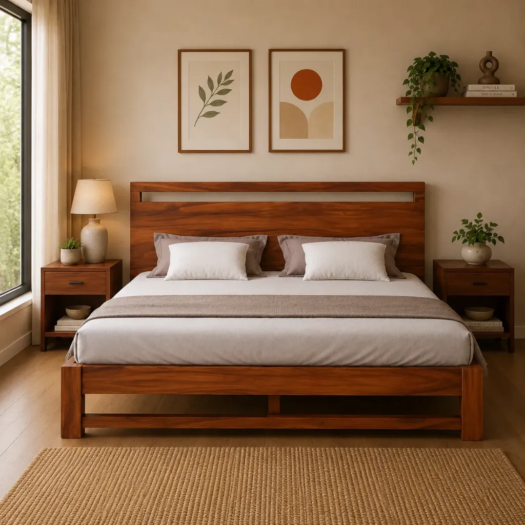 Double Bed - RS Avensario (WN02 - Walnut, King Size  78" x 72")