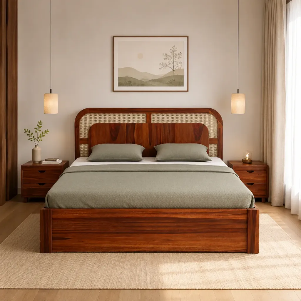 Double Bed - RS Aethera (WN02 - Walnut, Top Storage - Manual Lift, King Size  78" x 72")