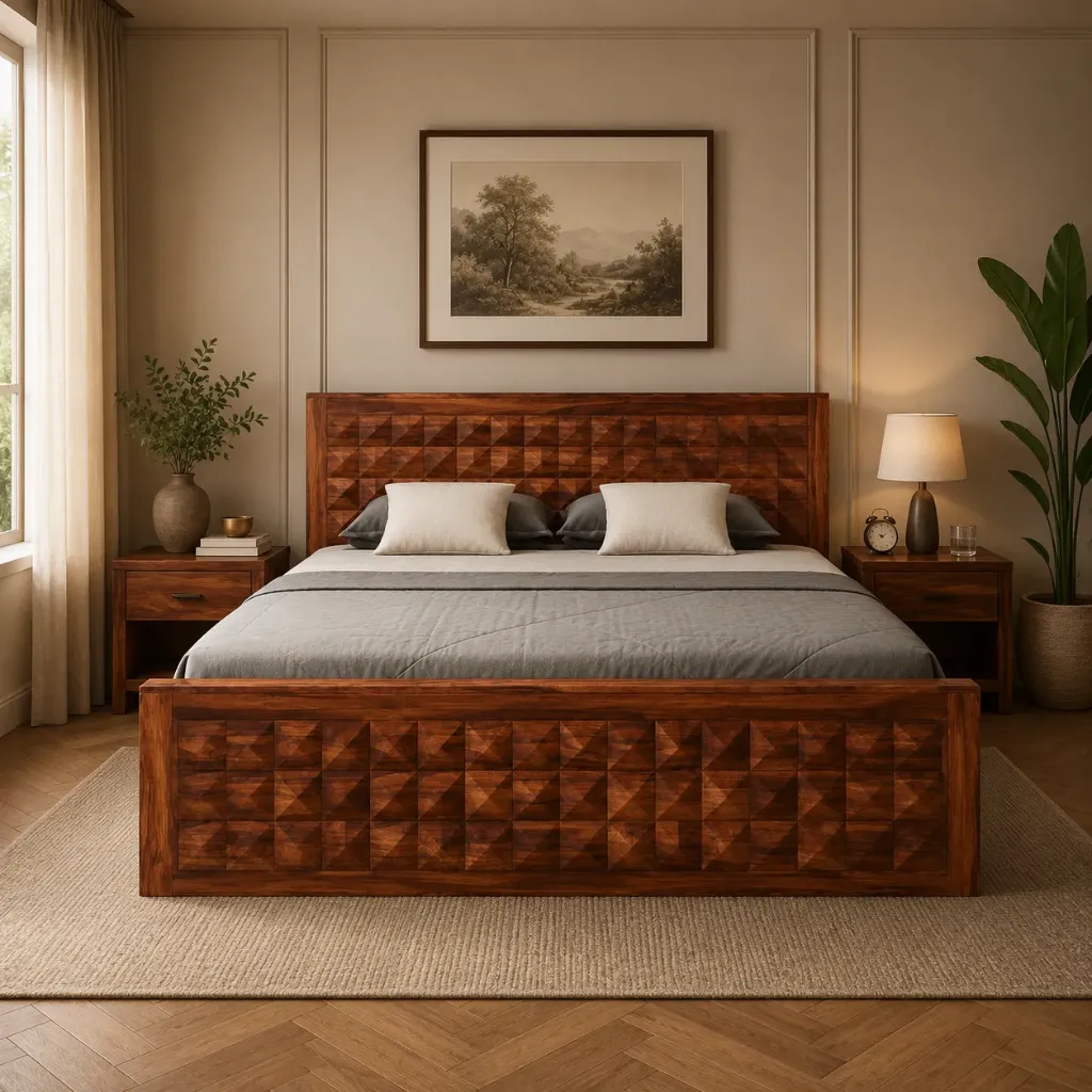 Double Bed - Teak Diamond