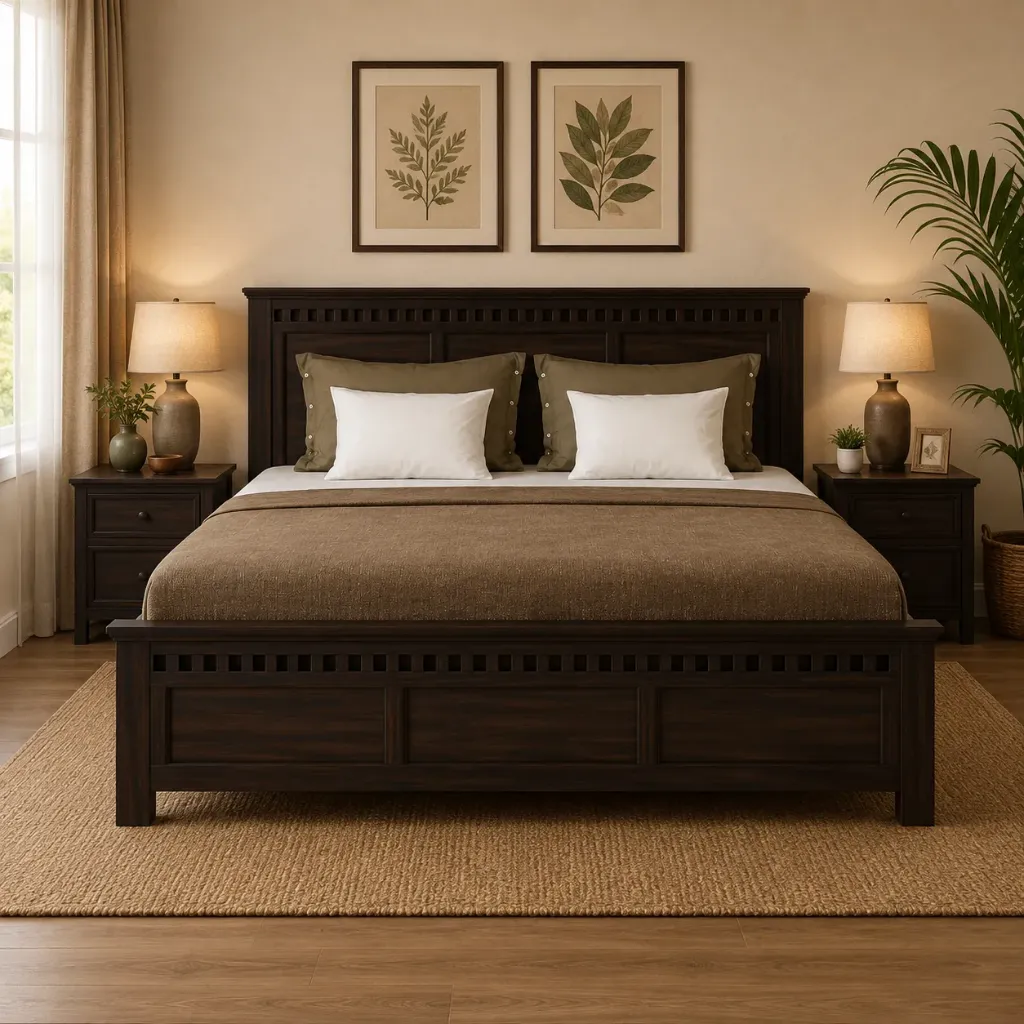 Double Bed - RS Kube (WN02 - Walnut, Top Storage - Manual Lift, King Size  78" x 72")