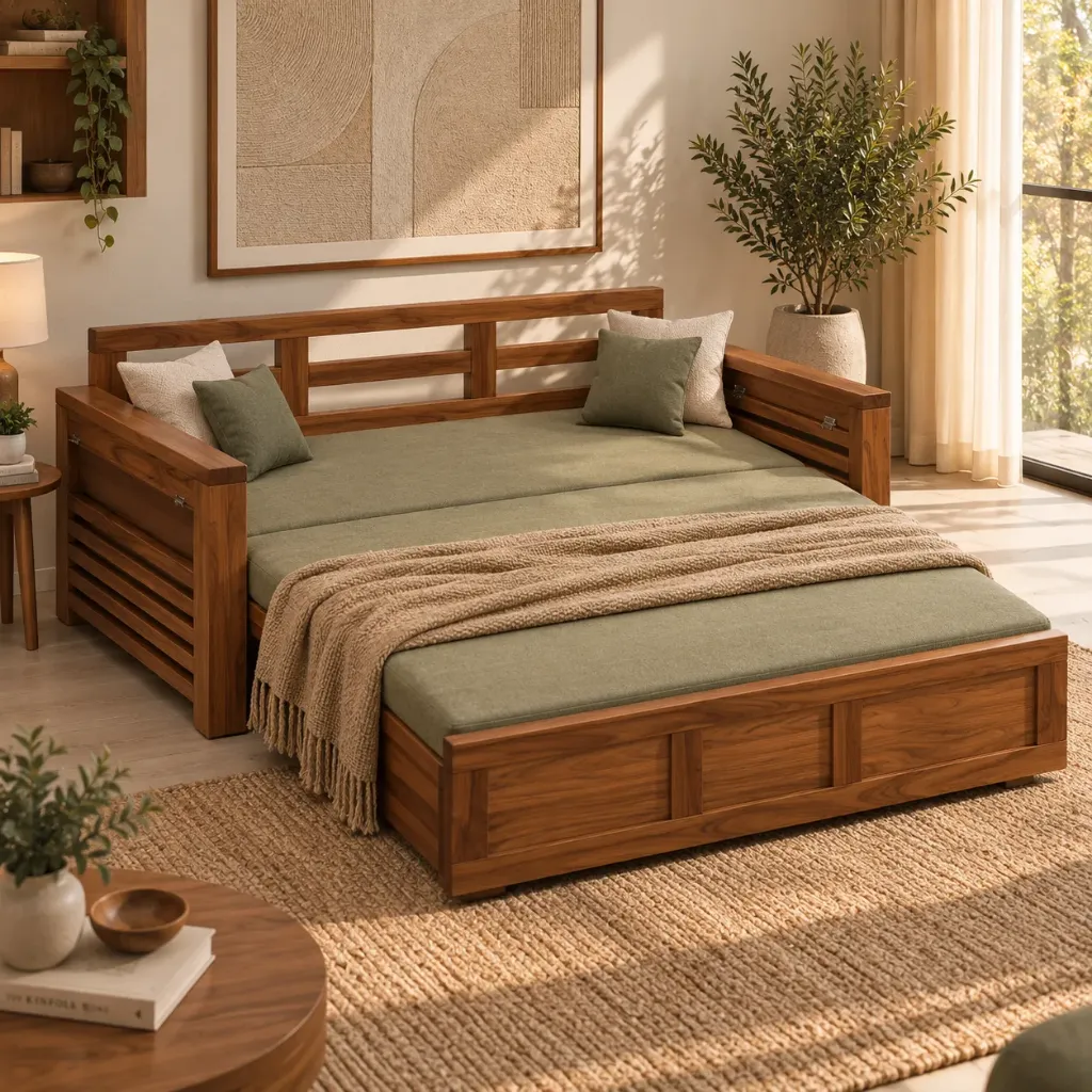 Sofa Cum Bed - Smooth 2 (NT01 - Natural, NR/Bailey [ Bailey 701 ])