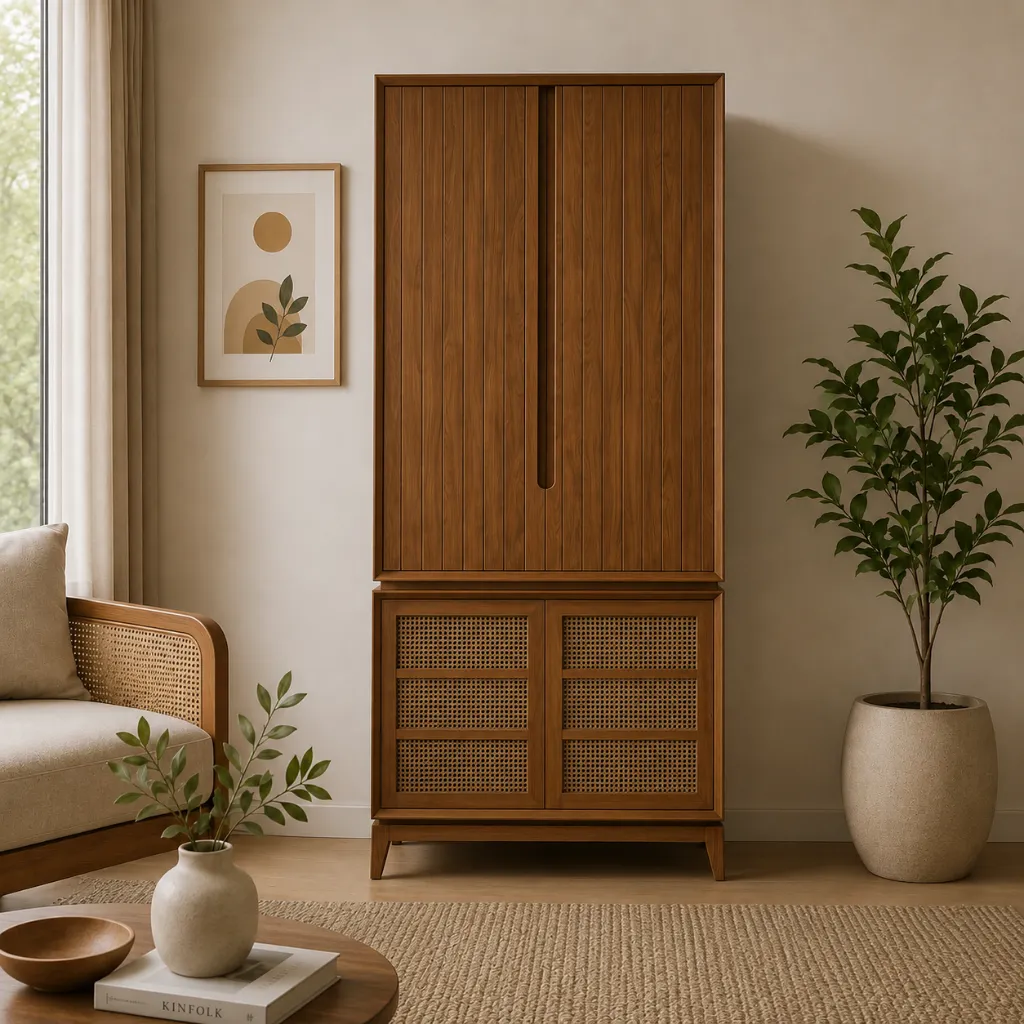Wardrobe - Davro (Teak Wood, 78"x42", NT01 - Natural)