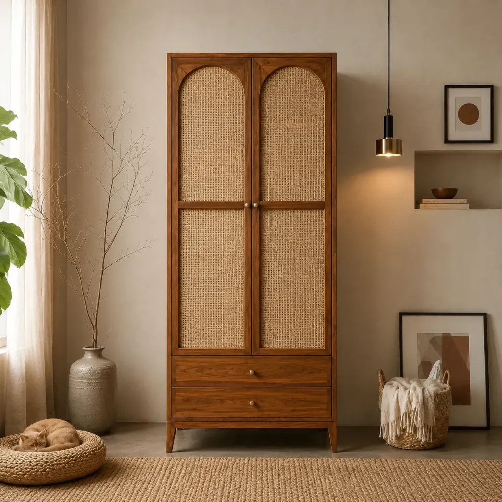 Wardrobe - Mylo (Teak Wood, 78"x42", NT01 - Natural)