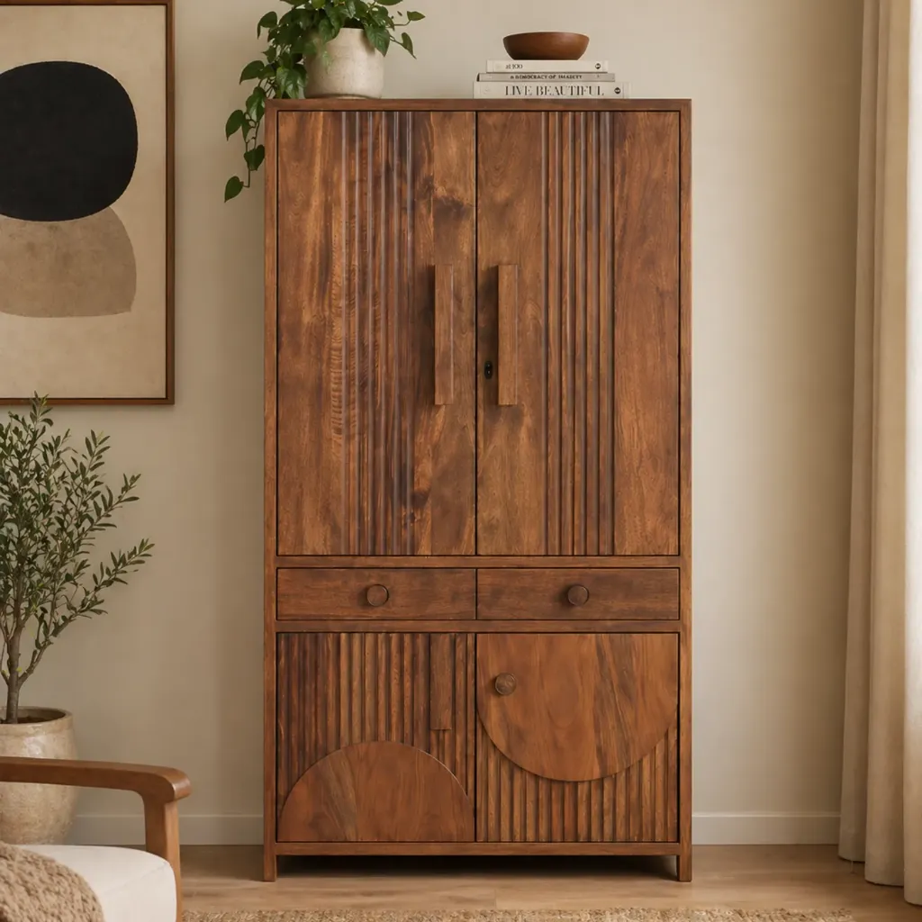 Wardrobe - Nolik (Teak Wood, NT01 - Natural, 78"x42")